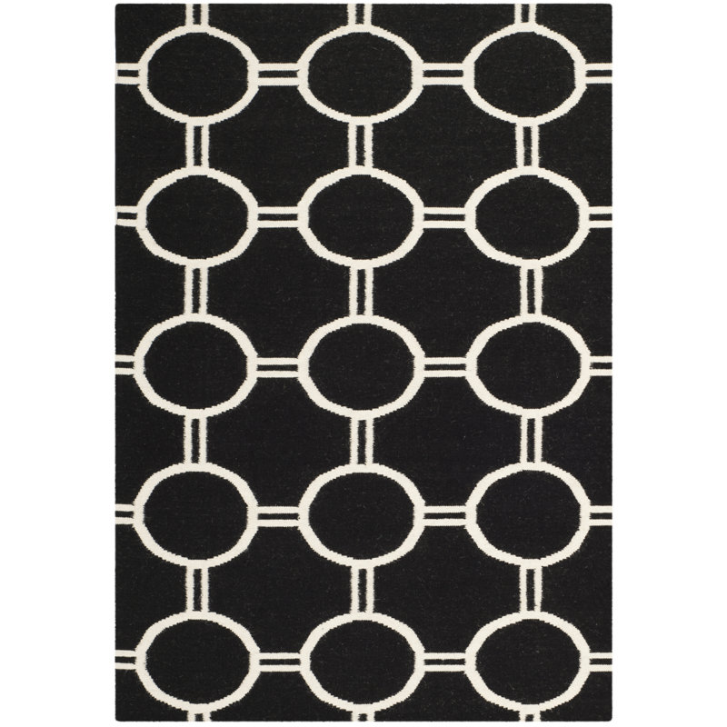 Tapis géométrique en laine / coton tissé à la main Rodgers, Rectangle 6 pi x 9 pi