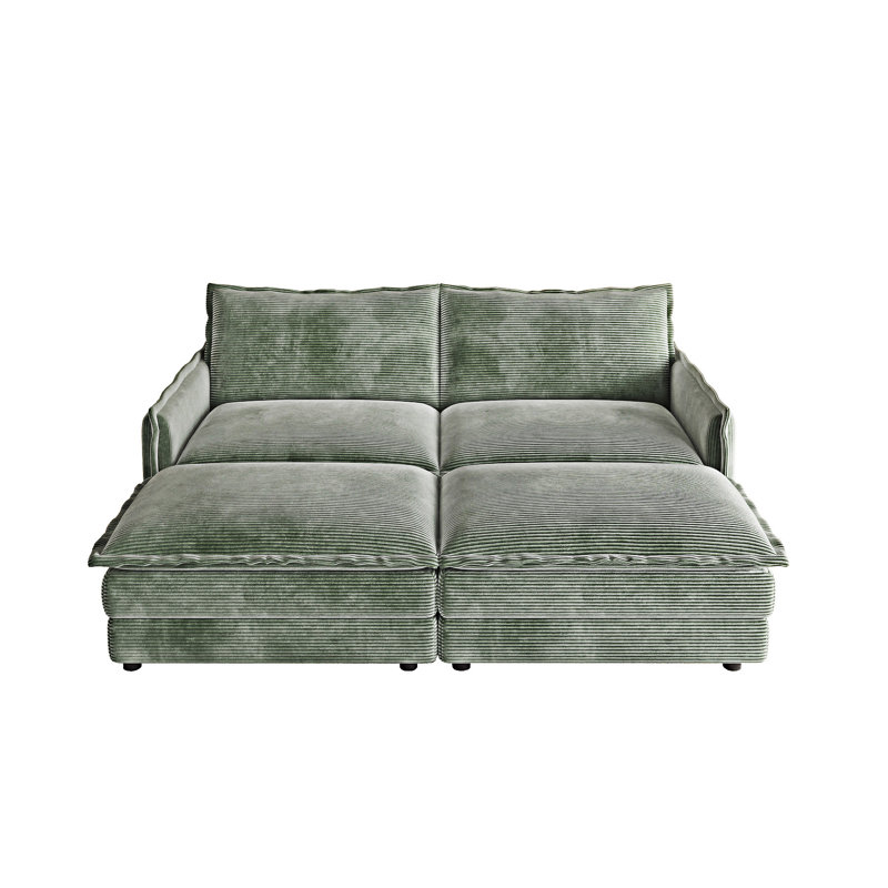 Canapé rembourré pour causeuse avec repose-pieds, Vert