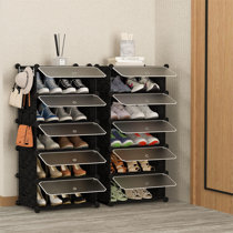 50-58 Pairs 8 Tier Heavy Duty Metal Shoe Shelf Shoe Rack - Black