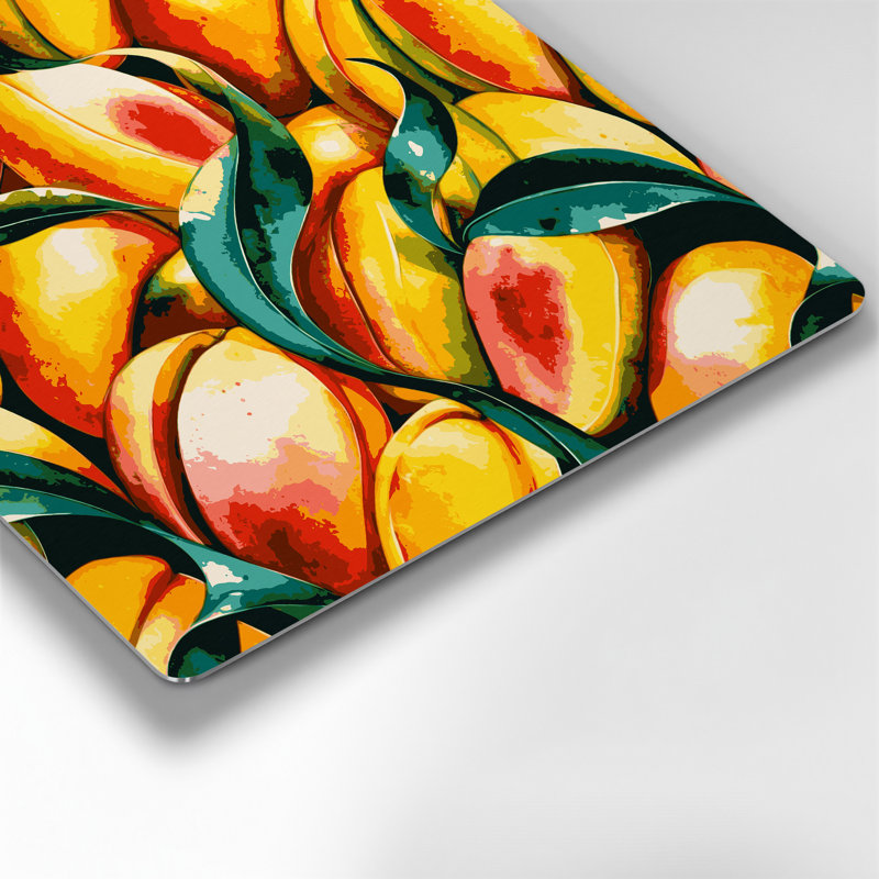 Art mural en métal jaune mangue fruit, H 32 po x l 32 po