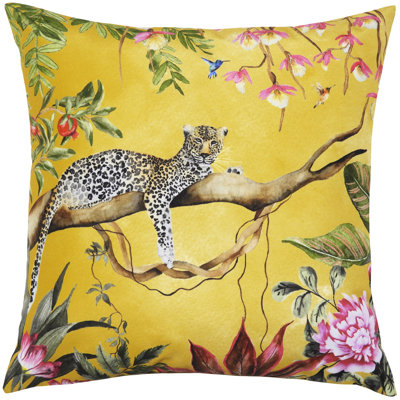 Leopard Indoor / Outdoor Floral Square Cushion Cover