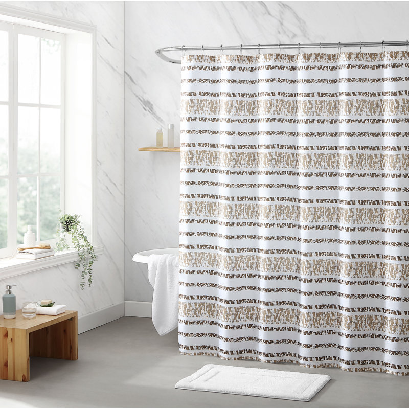 Rideau de douche rayé simple, Brun