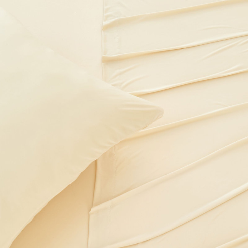 Beige and White Queen Performance Microfiber Sheet Set