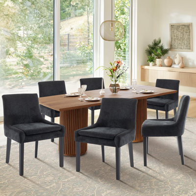 Chaise d'appoint rembourrée en bois massif Corduroy (ensemble de 6)