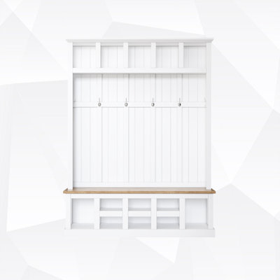79"H Hall Tree with Open Storage,3-in-1 Hall Tree with Bench