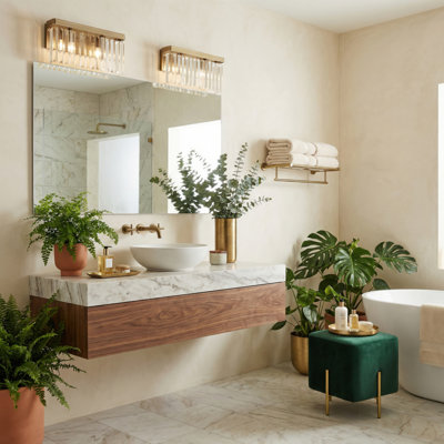 Luminaire de meuble-lavabo social Club - Havane doré - l 14,5 po