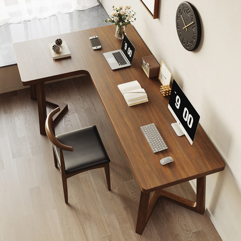 Nut-Brown Rectangular Solid Wood Desk | Stylish & Durable