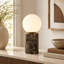 11.5" Modern Natural Brown Marble Table Lamp with Milky Glass Globe Shade-942038133