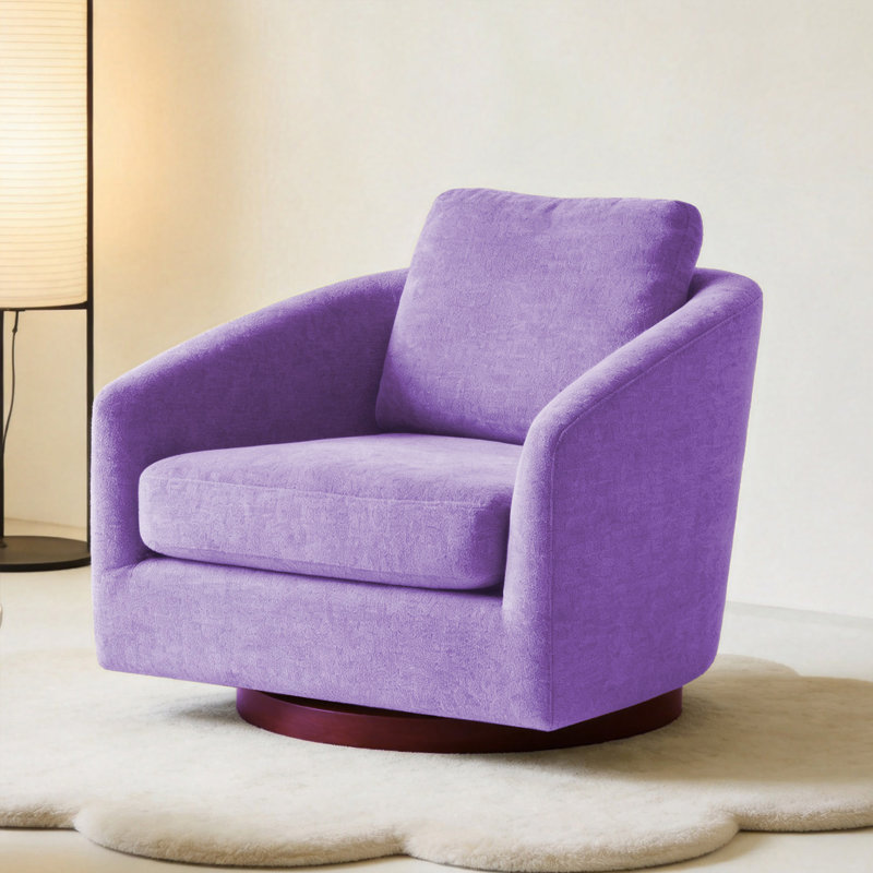 Fauteuil d'appoint pivotant avec coussin lombaire et accoudoirs larges