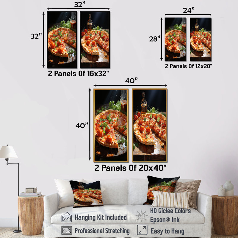 «Tomato Pizza and Beer Passion», ensemble de 2 reproductions d'art sur toile, Toile tendue, H 28 po x l 25 po
