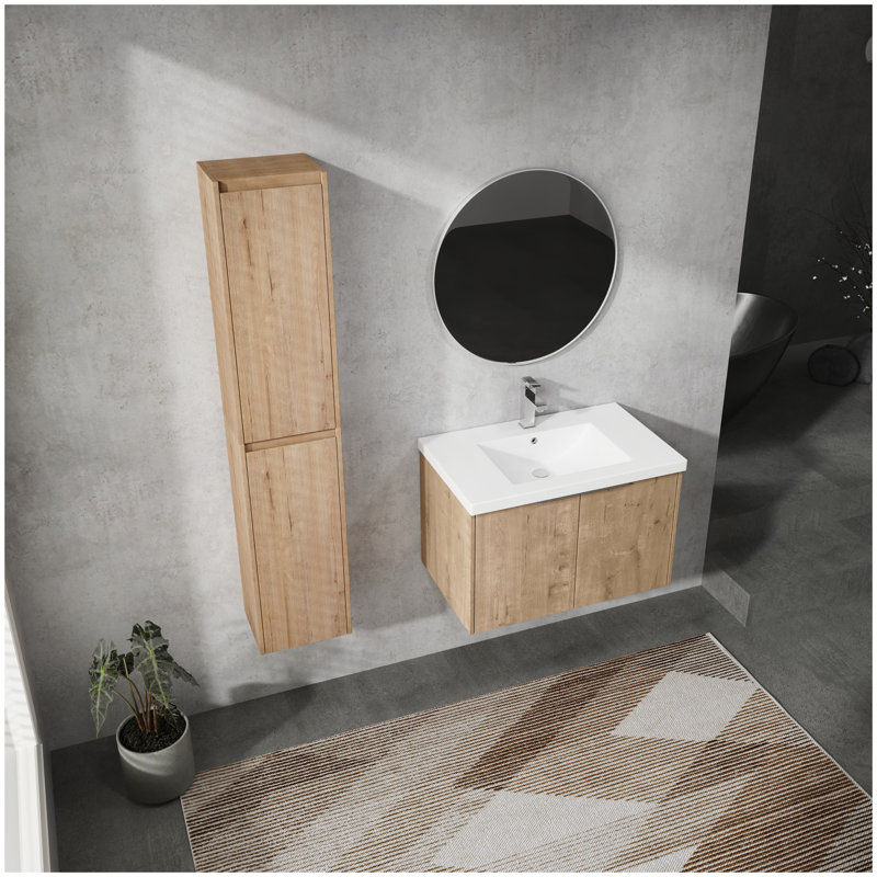 30" Wall-Mounted Bathroom Vanity With Sink and Side Cabinet, Soft Close Doors,00112IMO x 2-00630IMO Combination Cabinet(KD-Packing)