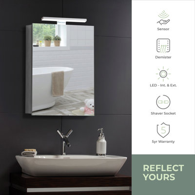Seibel 500 mm W 700 mm H Surface Mirrored Bathroom Cabinets 2 Adjustable Shelves with Mirror