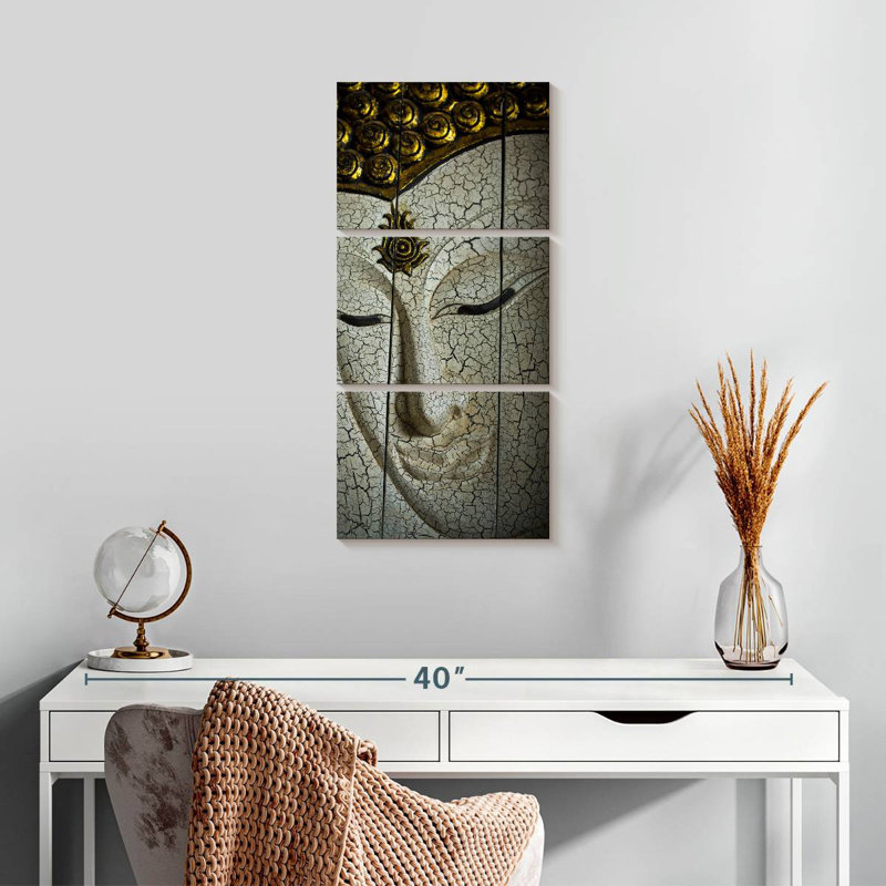 Visage de bouddha intemporel, H 27 po x l 12 po