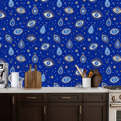Papier peint adhésif pelez et collez, collection occultant, art occultant, symbole de contact occultant, papier peint autocollant mural pour les armoires de cuisine de chambre à coucher 24 po x 118 po