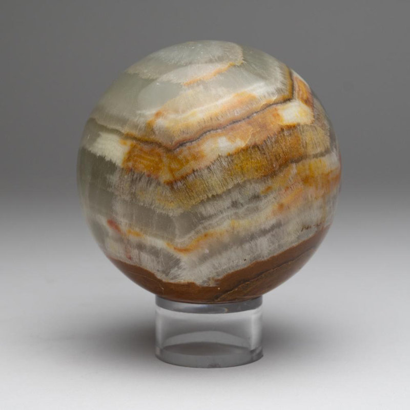 Polished Polychrome Sphere from Madagascar, 3" H x 3" W x 3" D, Brown/Orange