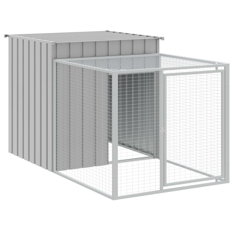 Poulailler avec grillage Ebelina, Gris clair, H 43,3 po x l 43,3 po x P 159,4 po
