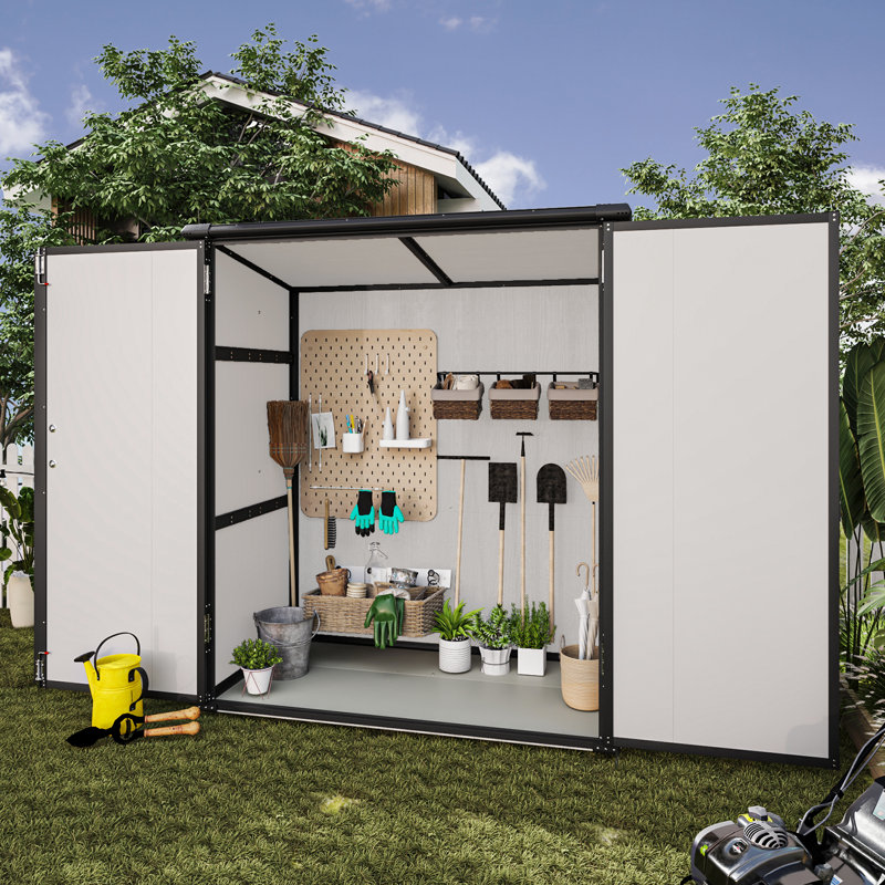 5 pi L 3 pi. D Abri de rangement extérieur en résine horizontale, Beige