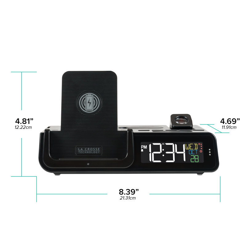 Alarme électrique à projection numérique avec chargeur sans fil 10 W