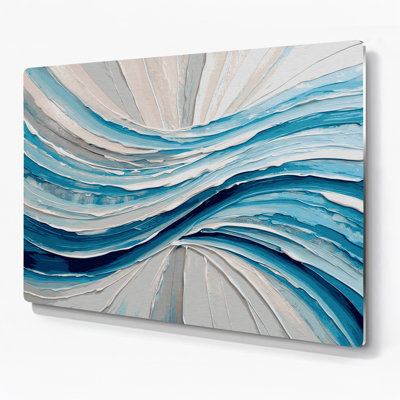 Art mural horizontal rayé bleu glacier