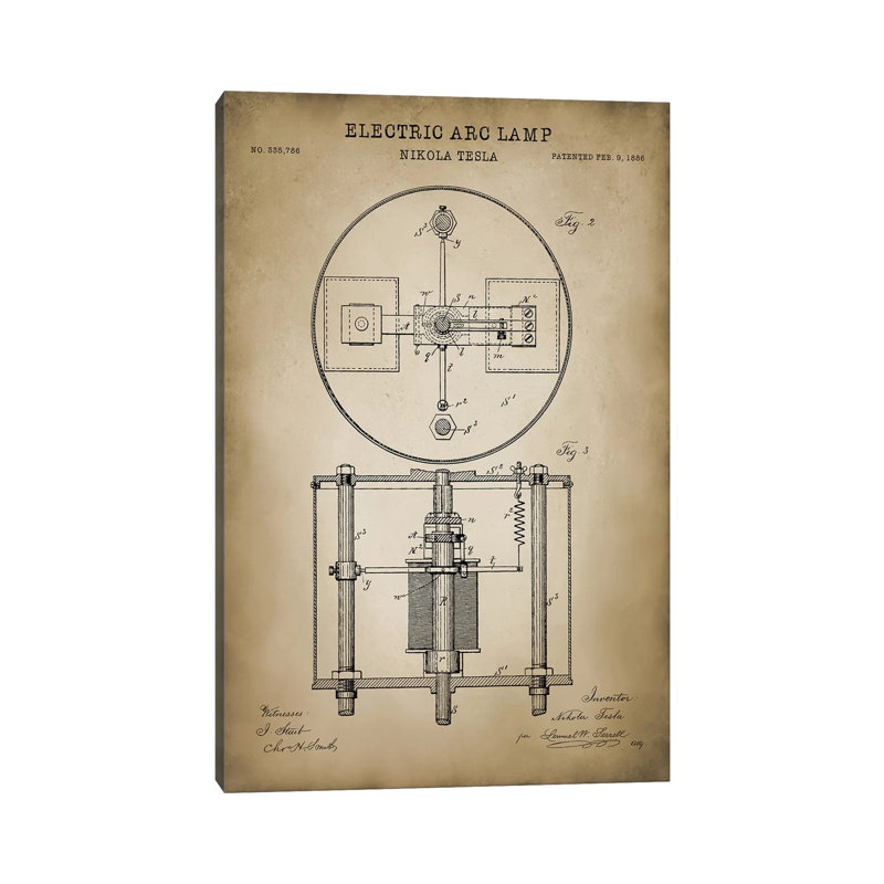 Tesla Electric Arc Lamp - Wrapped Canvas Print, 20.32 cm H x 30.48 cm W