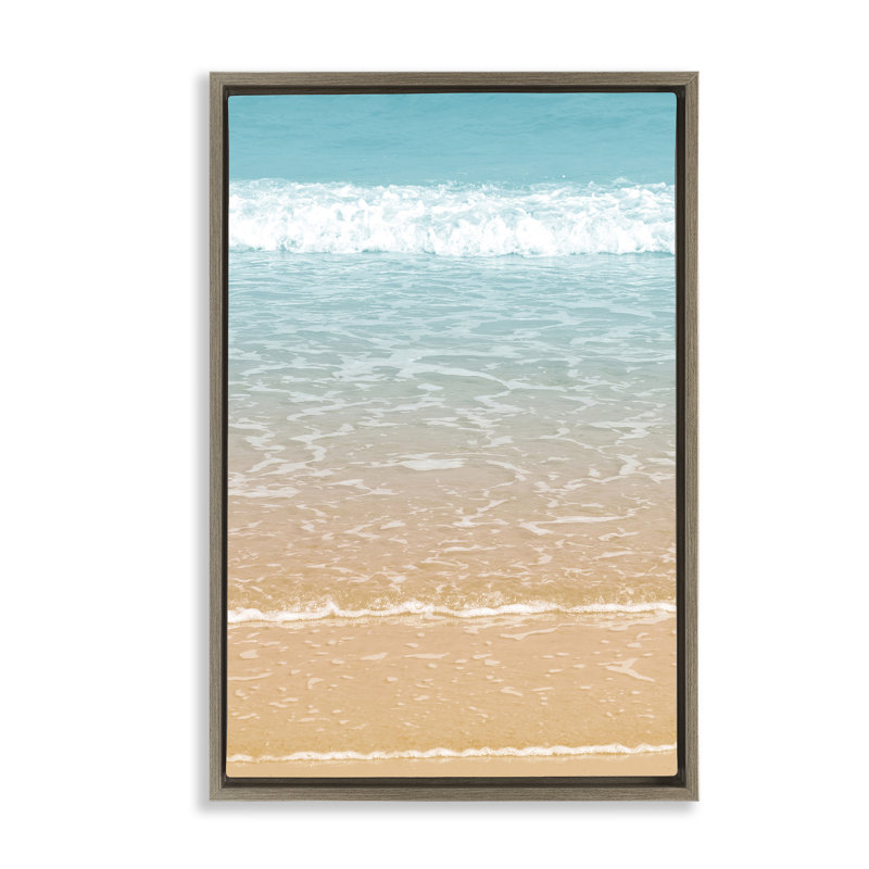 Toile flottante encadrée Clear Waters Shore par Nataly White, H 25 po x l 17 po, Cadre flottant orme Montalcino