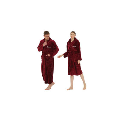Velour Mid-Calf Bathrobe with Pockets