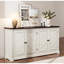 Buffet armoire, blanc cassé - grand buffet avec 4 portes de grange, tablettes réglables et bar à café en bois pour la cuisine ou le salon