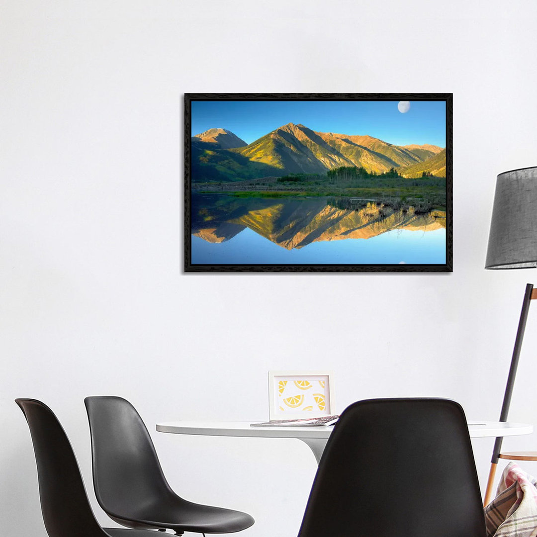 Moon And Twin Peaks Reflected In Lake, Colorado von Tim Fitzharris - Gallery-Wrapped Canvas Giclée on Canvas