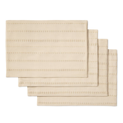 Ensemble de 4 napperons en tissu tissé réversible DRAPER James Leno tissé, naturel, 13 po x 18 po