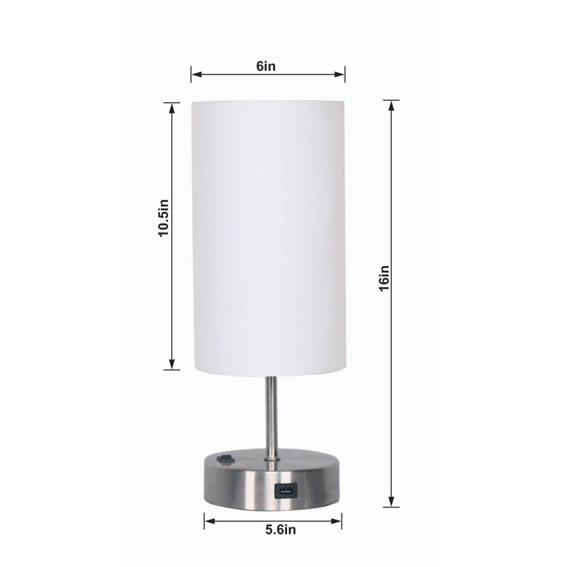 16" Metal Table Lamp Set with USB