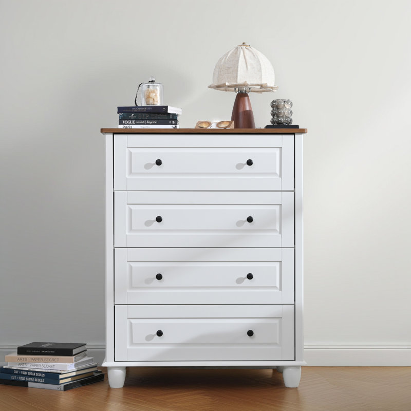 Tall Modern 4-Drawer Dresser, Wood Chest of Drawers for Living Room, Entryway