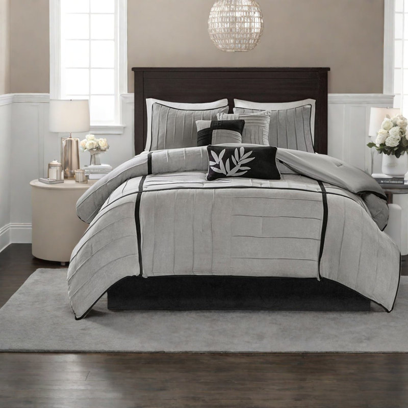 Ensembles de literie en faux suède doux pour grand lit, édredon Pintuck moderne pour la maison