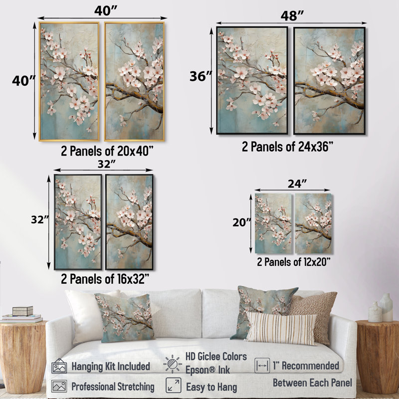 Fleur de pommier Harmony IX - art mural grand format sur toile 2, H 32 po x l 32 po, Toile tendue, Ne s’applique pas