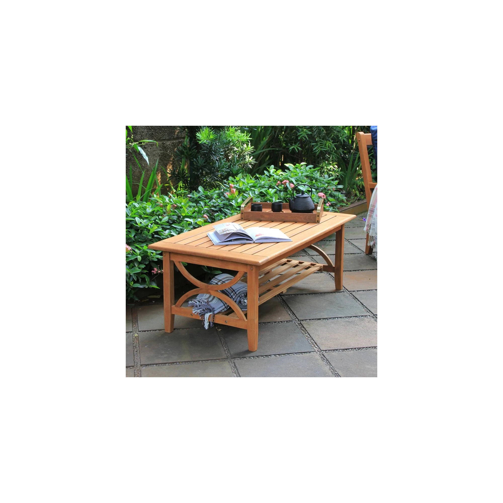 Brunswick 4-Person Teak Outdoor Seating Group With Cushions, Off White