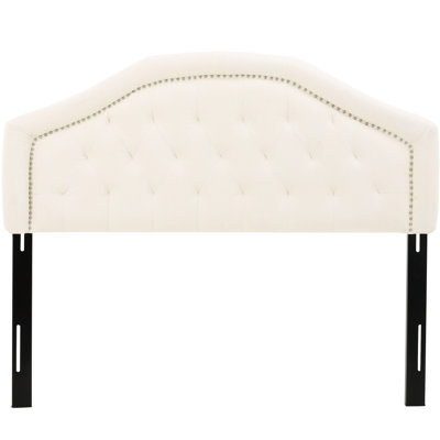 Queen & Full Sized Headboard With Fascinating Button Diamond Stitch In Upholstered Headboard, Sized, Contemporary And Nailhead Accents, Assembly Required