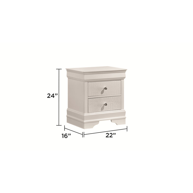 Table de chevet 2 tiroirs Blaze, Blanc