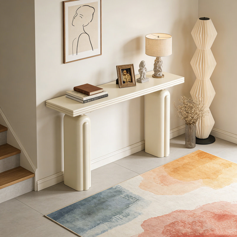 Console élégante et luxueuse en placage d'acacia, Beige