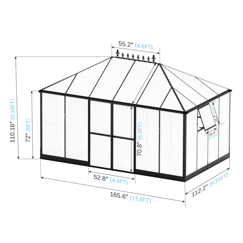 14' W x 9.5' D Learn-to Greenhouse