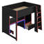 Lit mezzanine en bois avec bureau intégré, garde-robe, DEL et tiroir-1181359771