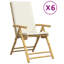 Ensemble de 6 chaises de jardin inclinables blanches crème