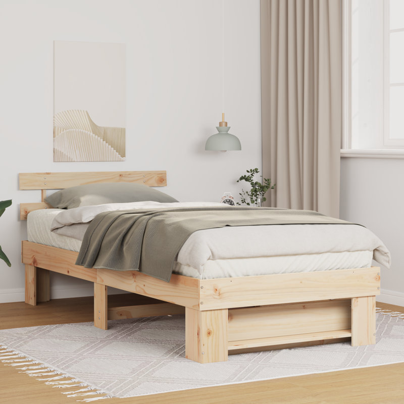 Solid Wood Bed, Small Single (2'6), Brown