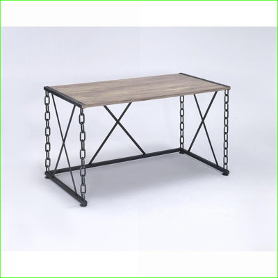 Rustic Oak &amp; Antique Black Living Room Coffee Table – Wooden Top, Metal Base, Easy Assembly, 70lbs Capacity