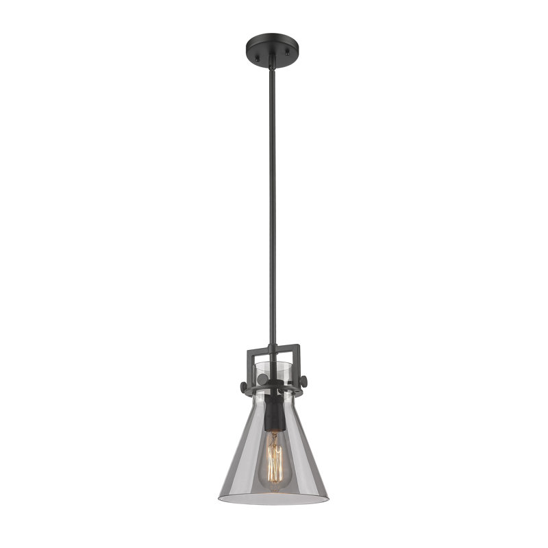Luminaire suspendu avec tige 30 po Coterie, Plaqué couleur fumée, Noir mat, H 11,38 po x l 8 po x P 8 po