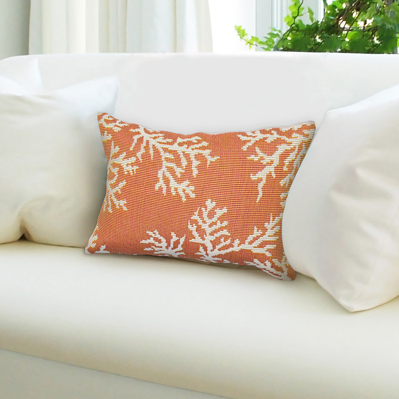 Outdoor Throw Pillow, Orange/Ivory