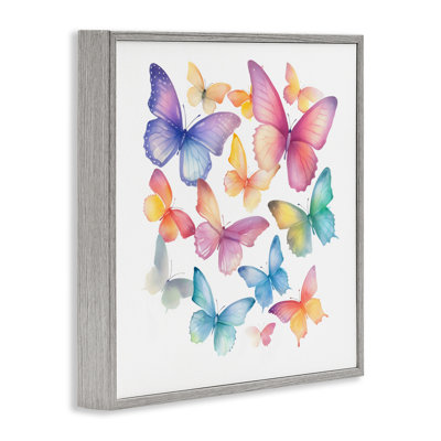 Rainbow Butterflies Rabble Framed Giclee, design by Creative Studio