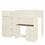 Lit mezzanine double en bois avec garde-robe intégrée, bureau, tablettes et tiroirs de rangement, beige-1159750528