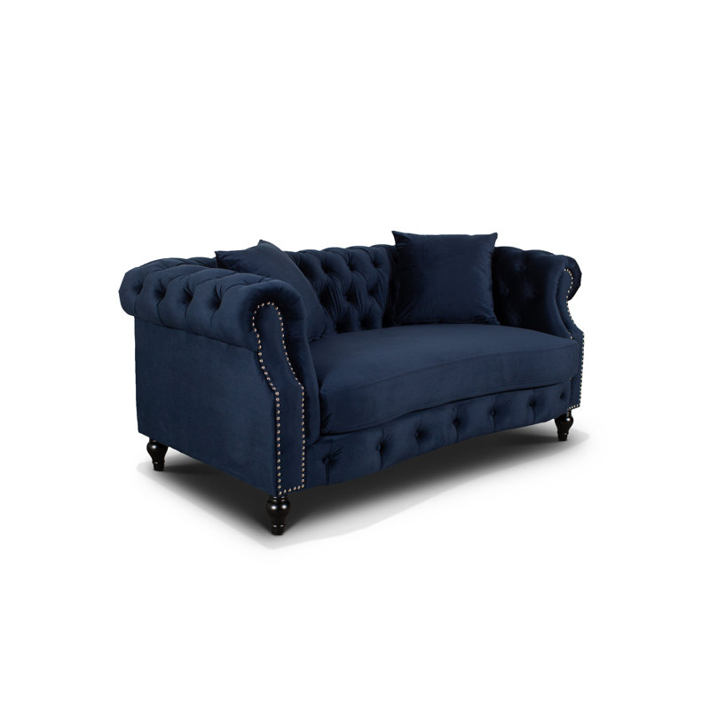 Mocanaqua 2 Seater Velvet Sofa, Navy Blue