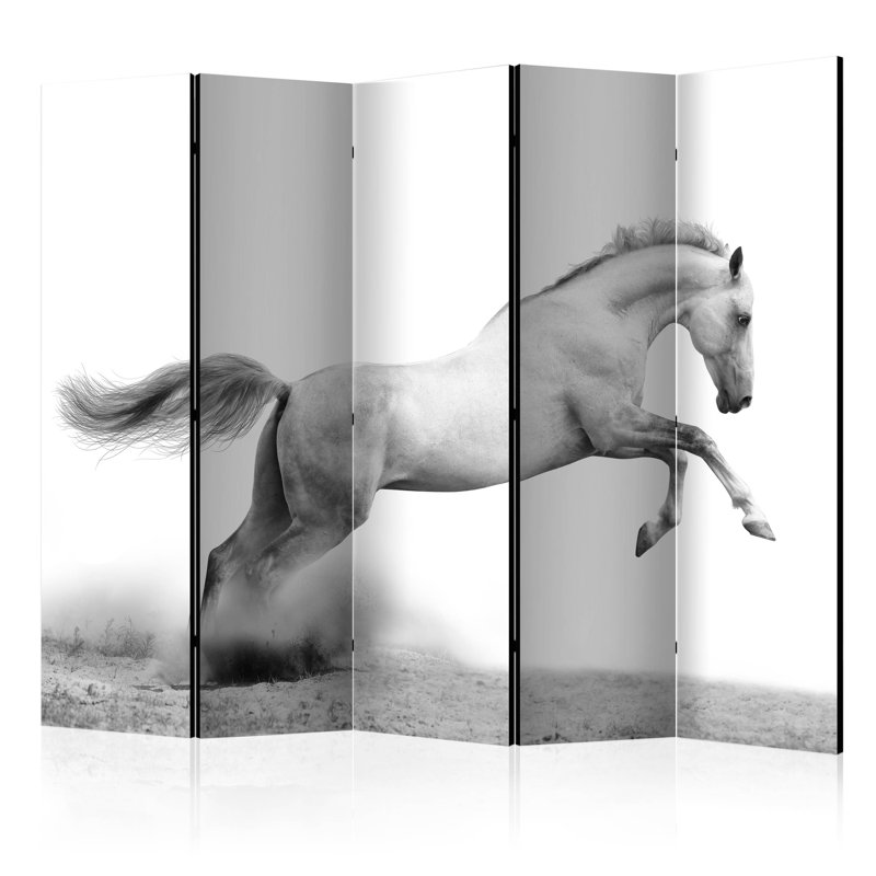 Kalmin 225 cm W x 172 cm H 5 - Panel Solid Wood Folding Room Divider