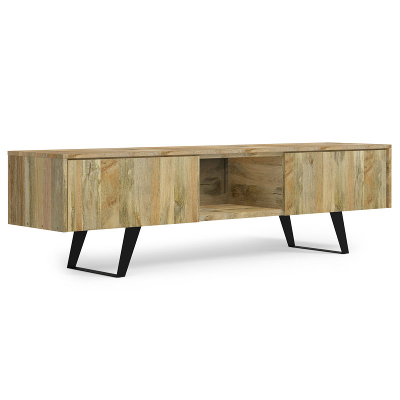 Lowry 63"W Solid Wood Modern Industrial TV Stand for TVs up to 70" with Storage, Natural