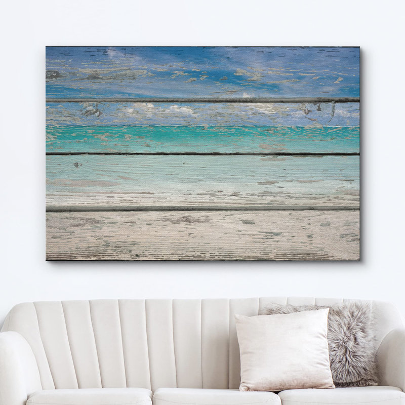 Bord de mer, plage tropicale, plage lumineuse sur bois, effet de mer, photographie, art moderne, nautique, Toile tendue